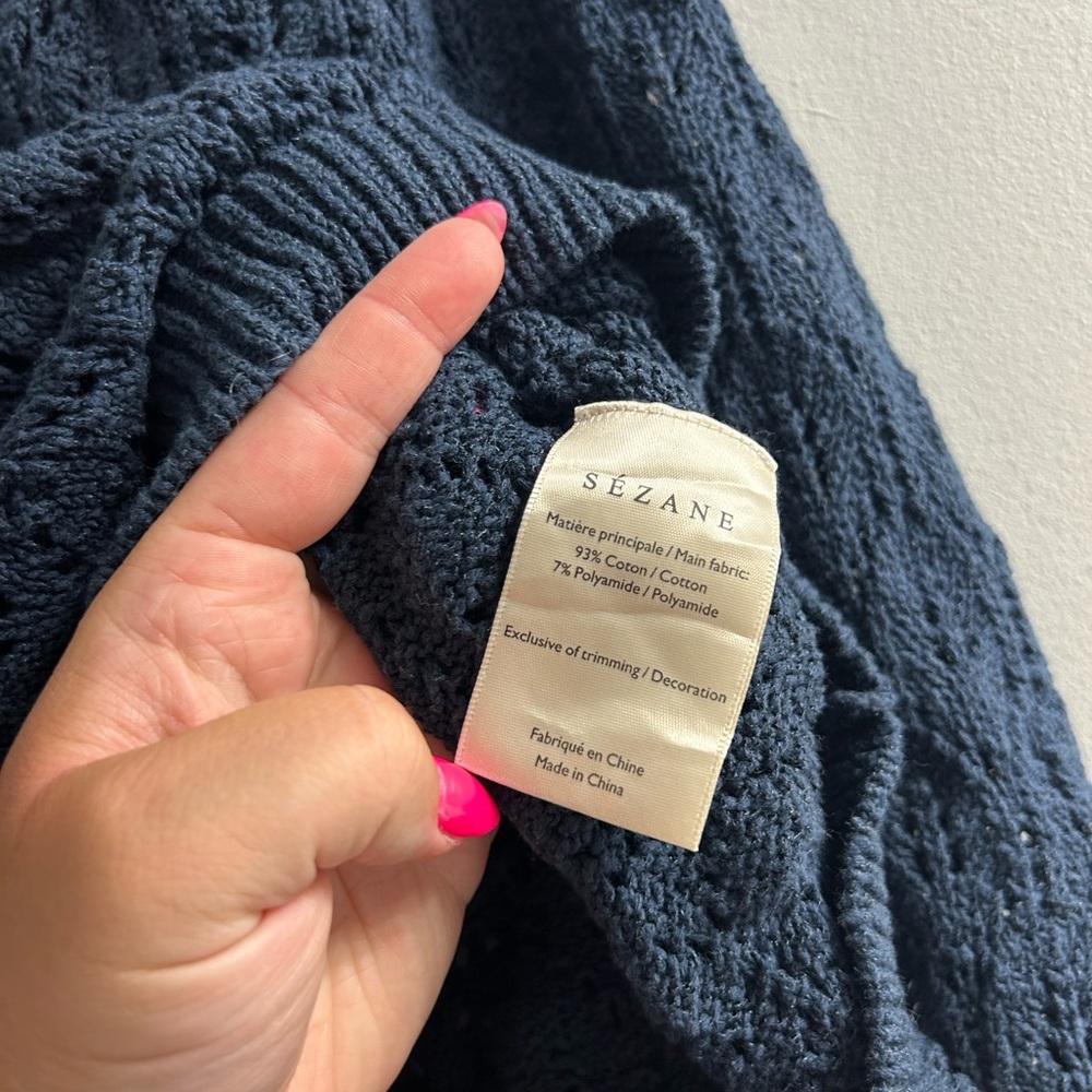 Sezane Dark Blue Sweater with Bright Accents - Picture 7 of 8